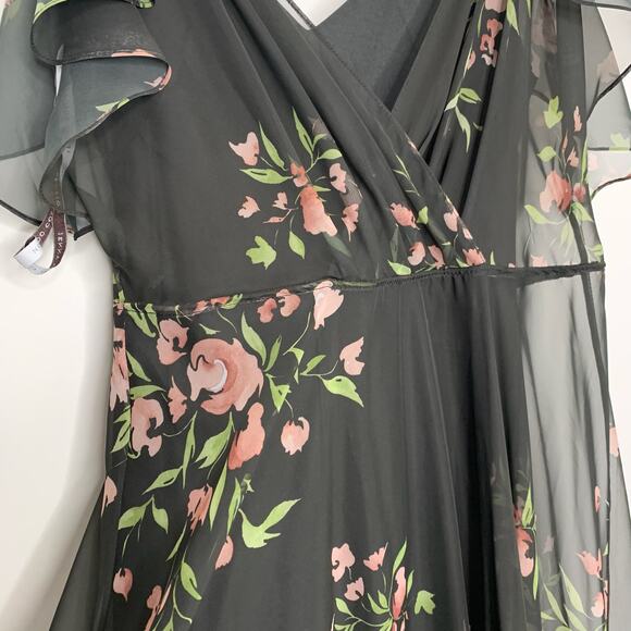 Jenny Yoo Cassie Flutter Sleeve Surplice Eden Gown Maxi Dress Womens Size 0 - Picture 5 of 16